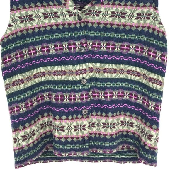 Vintage Chaps Sweater Vest Button Front Collared Fair Isle Preppy Cottagecore - Picture 4 of 10